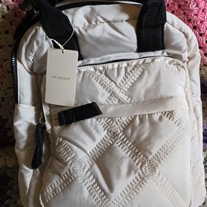 Primark Cream and Black Quilted Backpack